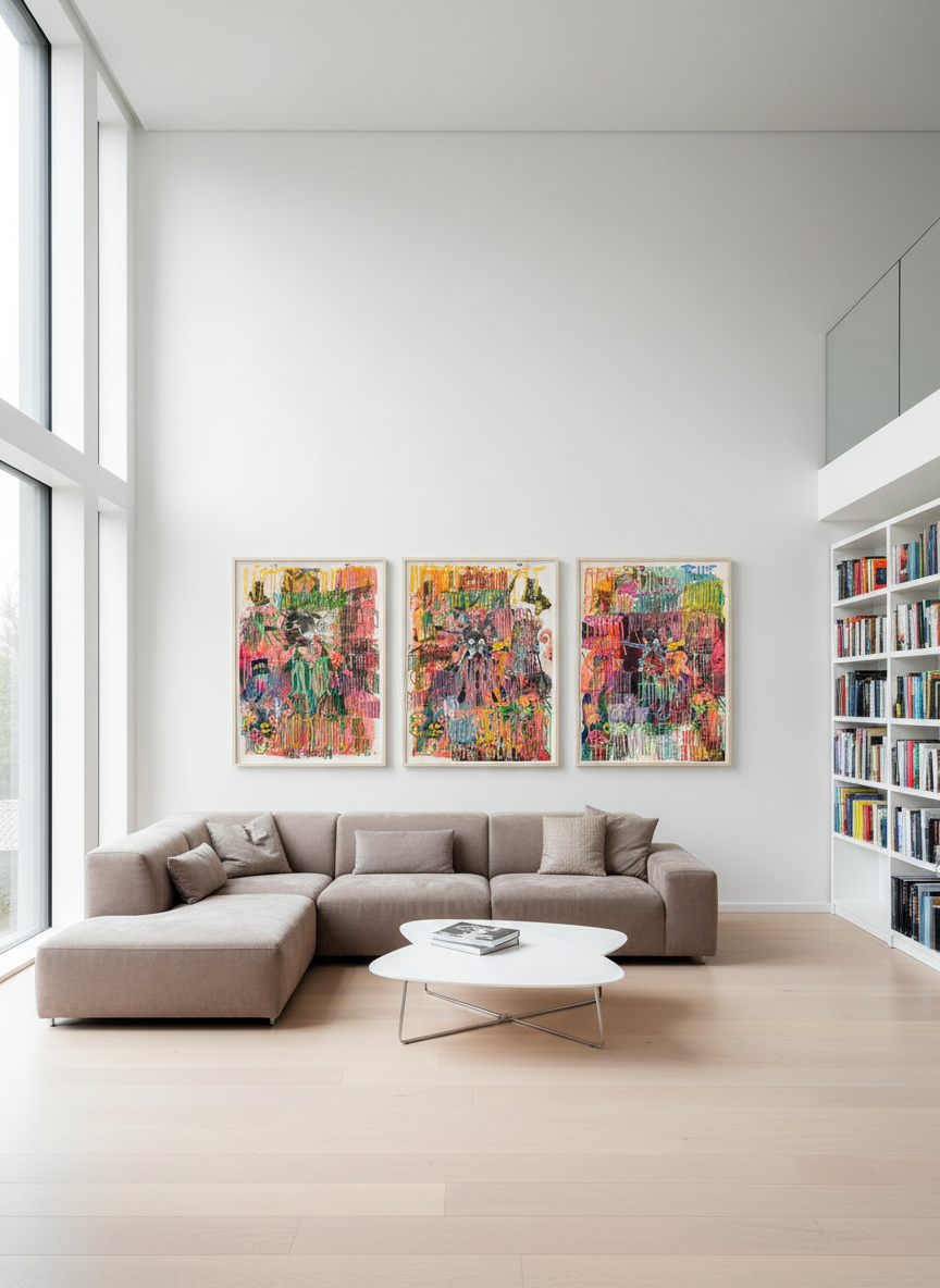 Triptychon - Museum-Quality Art Print 70x100 cm - wooden framed
